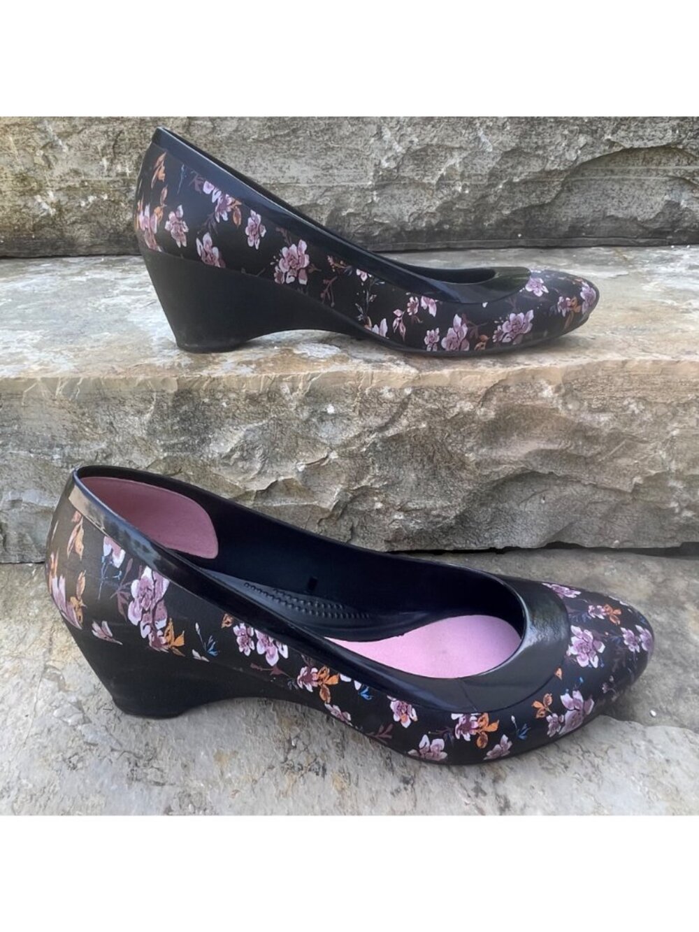 CROCS Womens Floral Comfort Wedge Pumps Size 11 Cottagecore Coquette Feminine - Picture 8 of 14